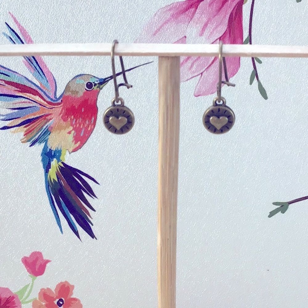 Tiny Handmade Heart Dangle Earrings